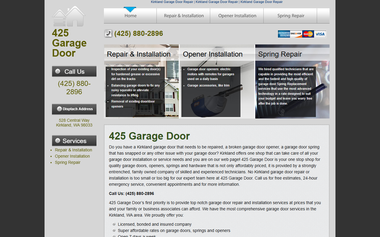 425garagedoor.com screenshot