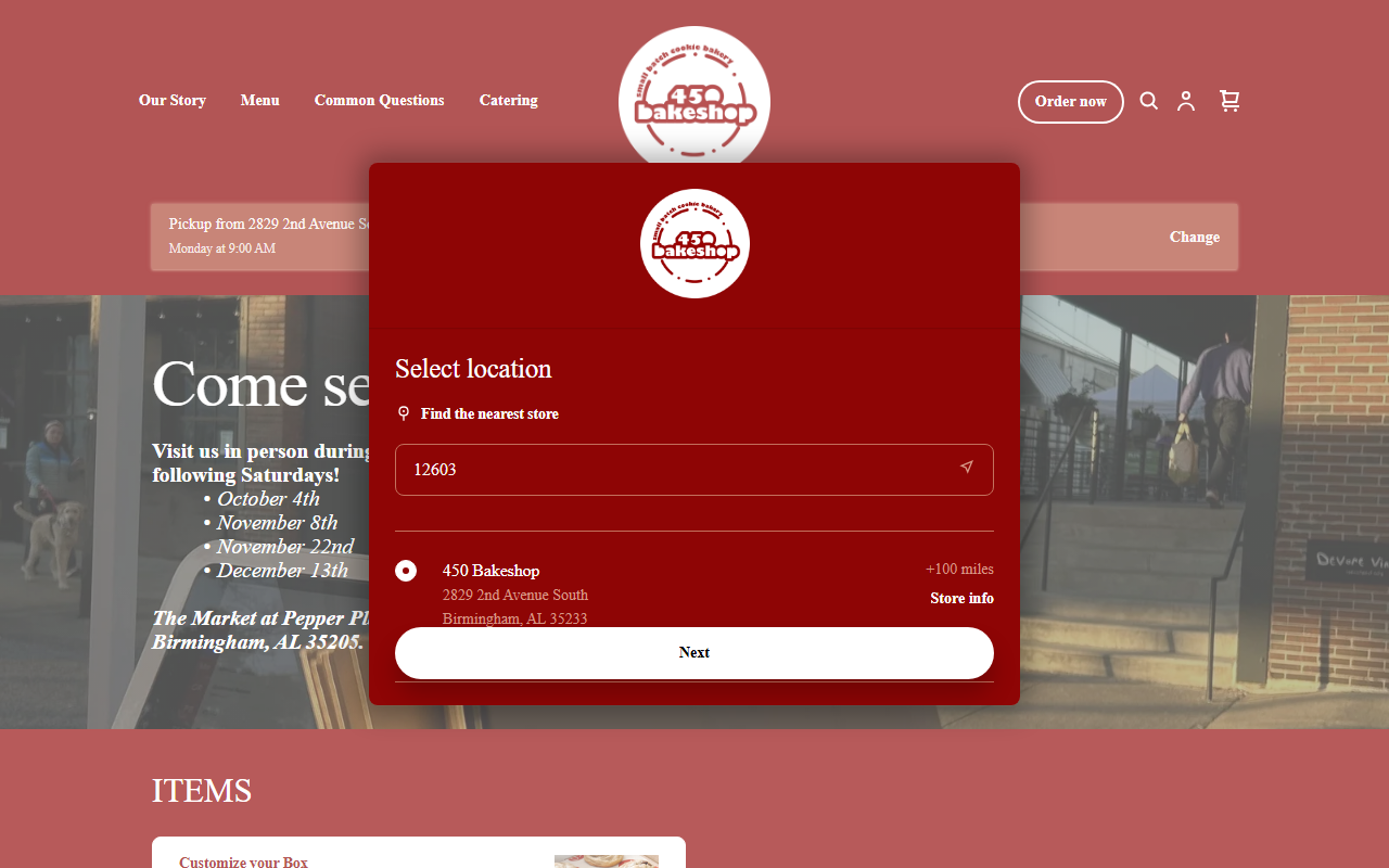 450bakeshop.com screenshot