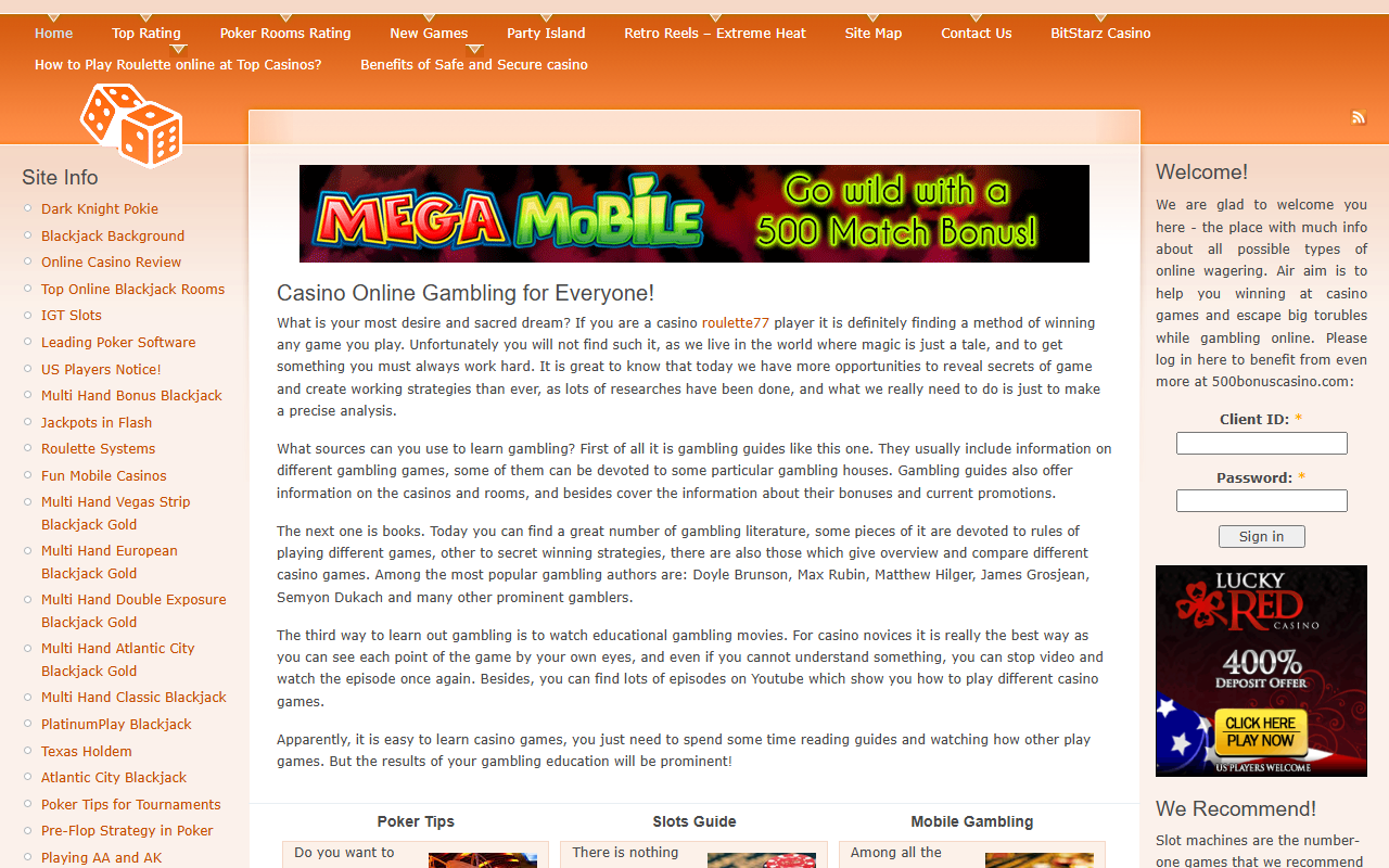 500bonuscasino.com screenshot