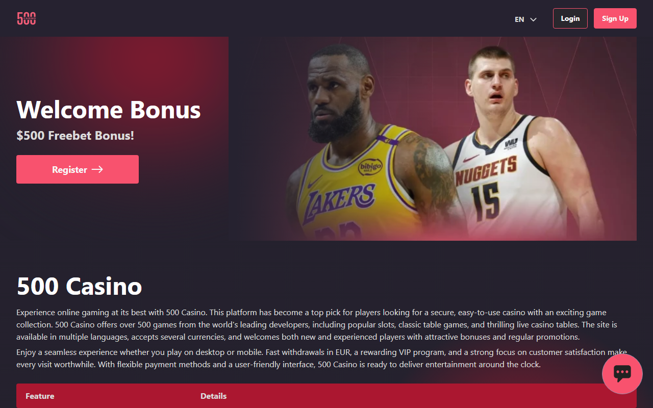 500casino-ie.com screenshot