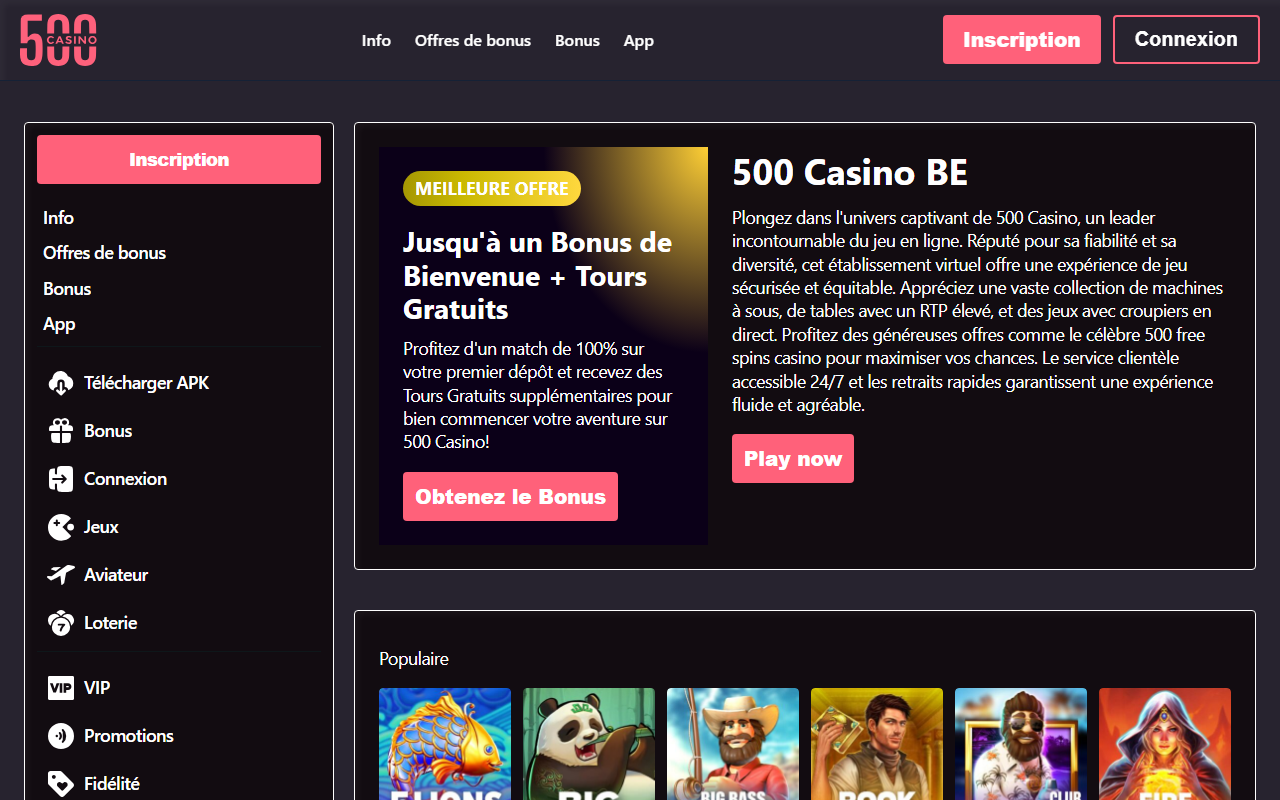 500casinobe.com screenshot