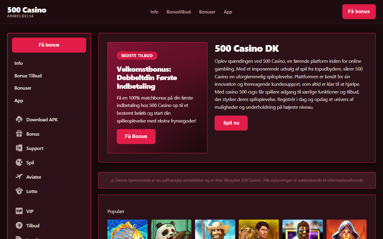 500casinodk.com screenshot