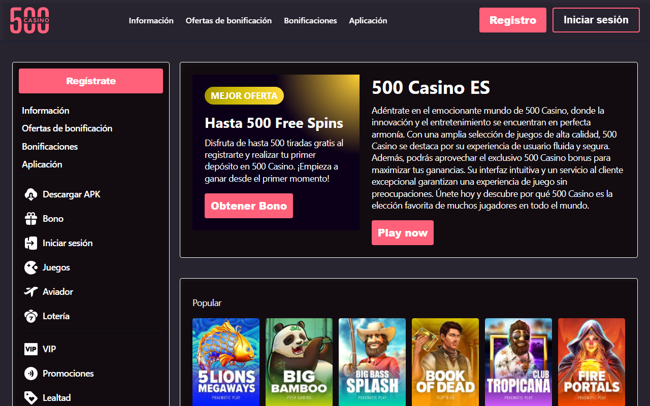 500casinoes.com screenshot