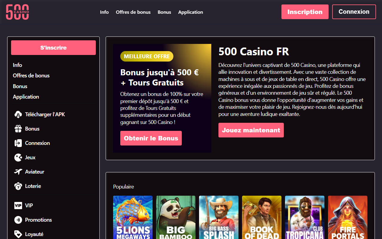 500casinofr.com screenshot