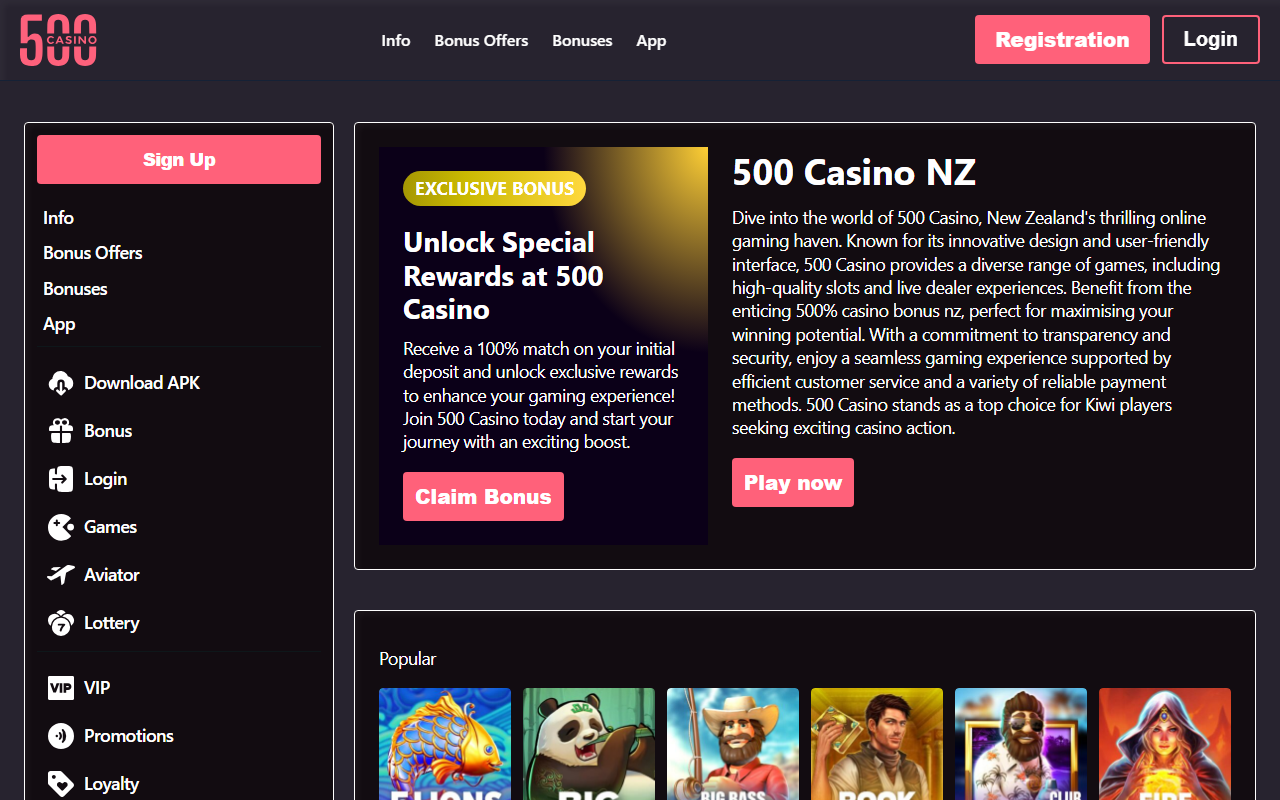 500casinonz.com screenshot