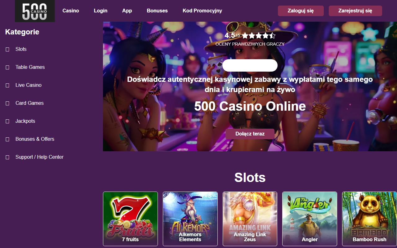 500casinopoland.com screenshot