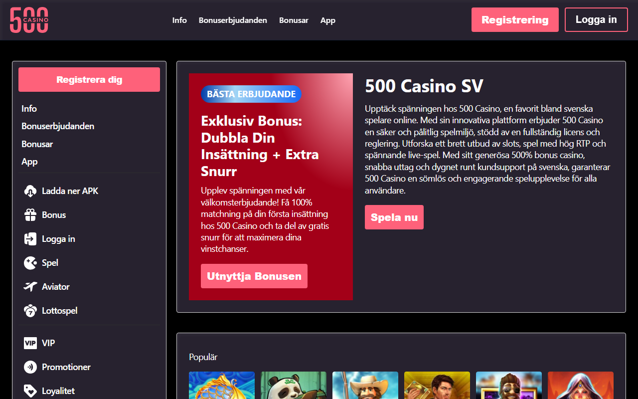 500casinosv.com screenshot