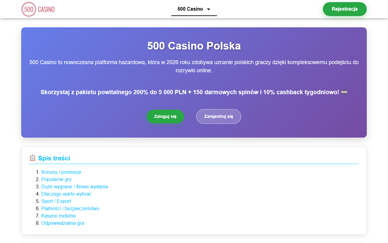 500casinowinpl.com screenshot