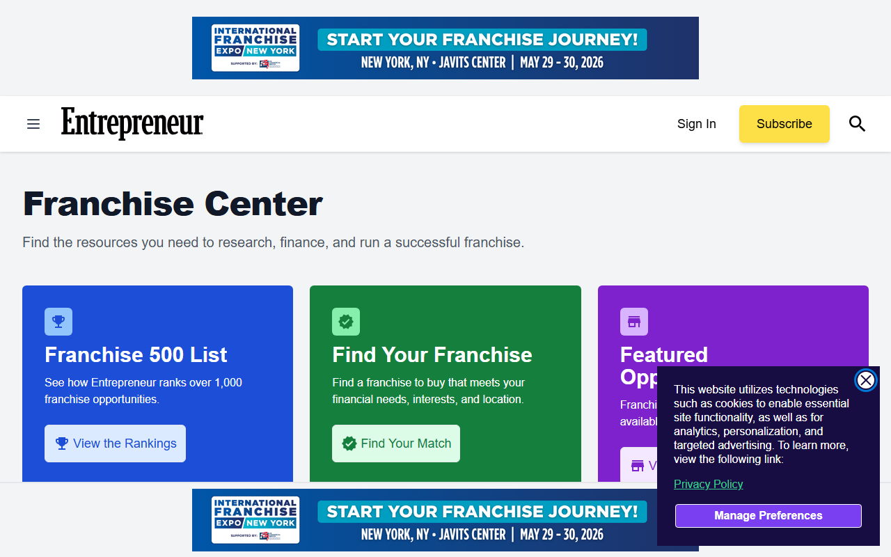 500franchisees.com screenshot