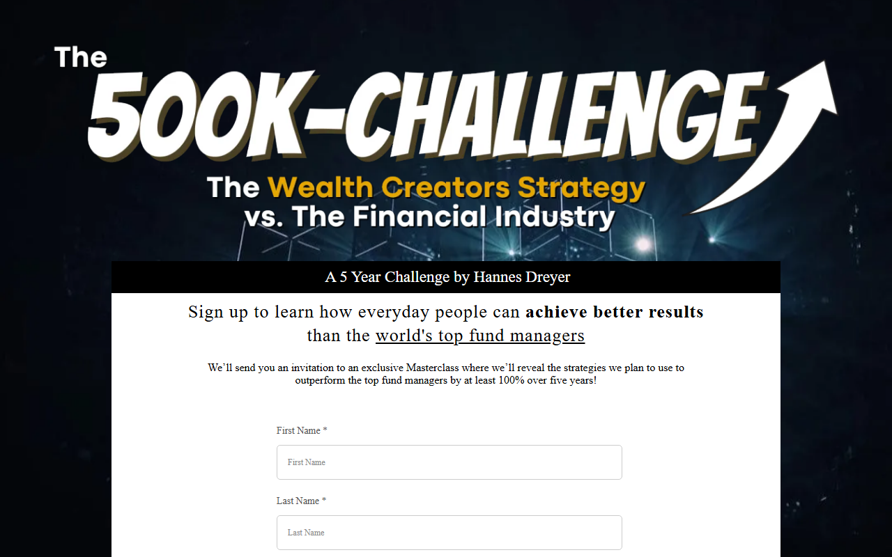 500k-challenge.com screenshot