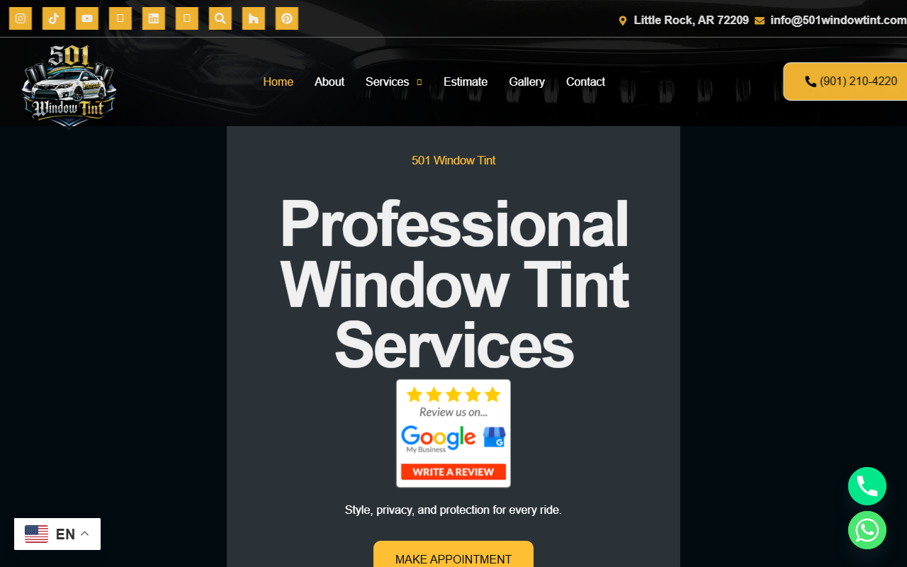 501windowtint.com screenshot