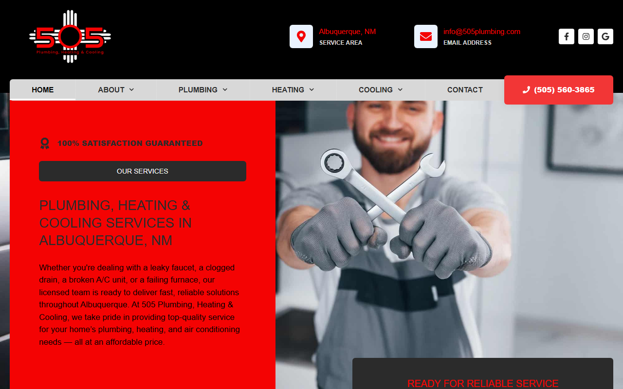 505plumbing.com screenshot