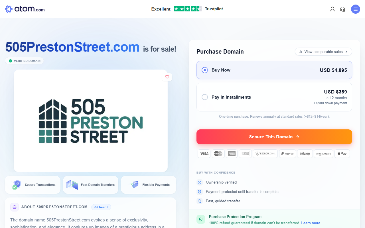 505prestonstreet.com screenshot