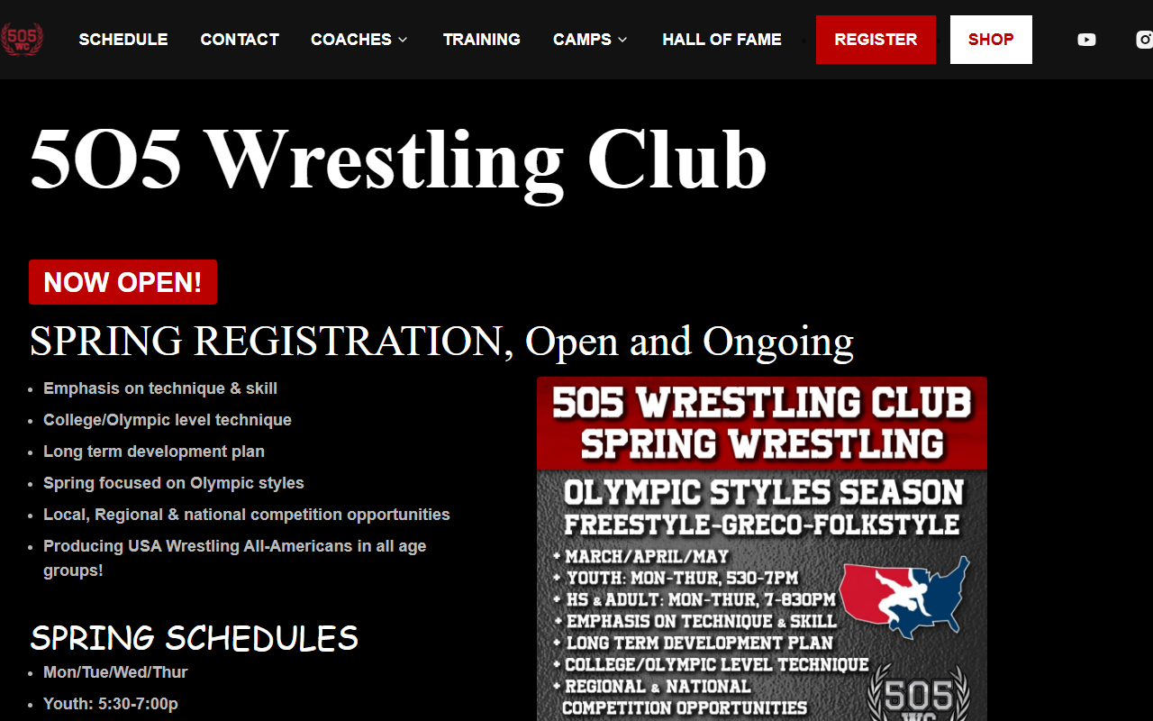 505wrestlingclub.com screenshot