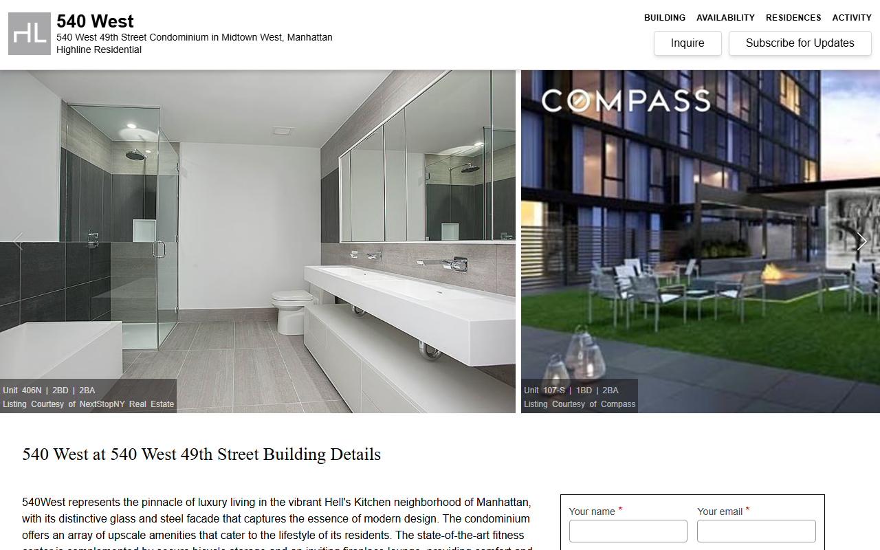540westnyc.com screenshot