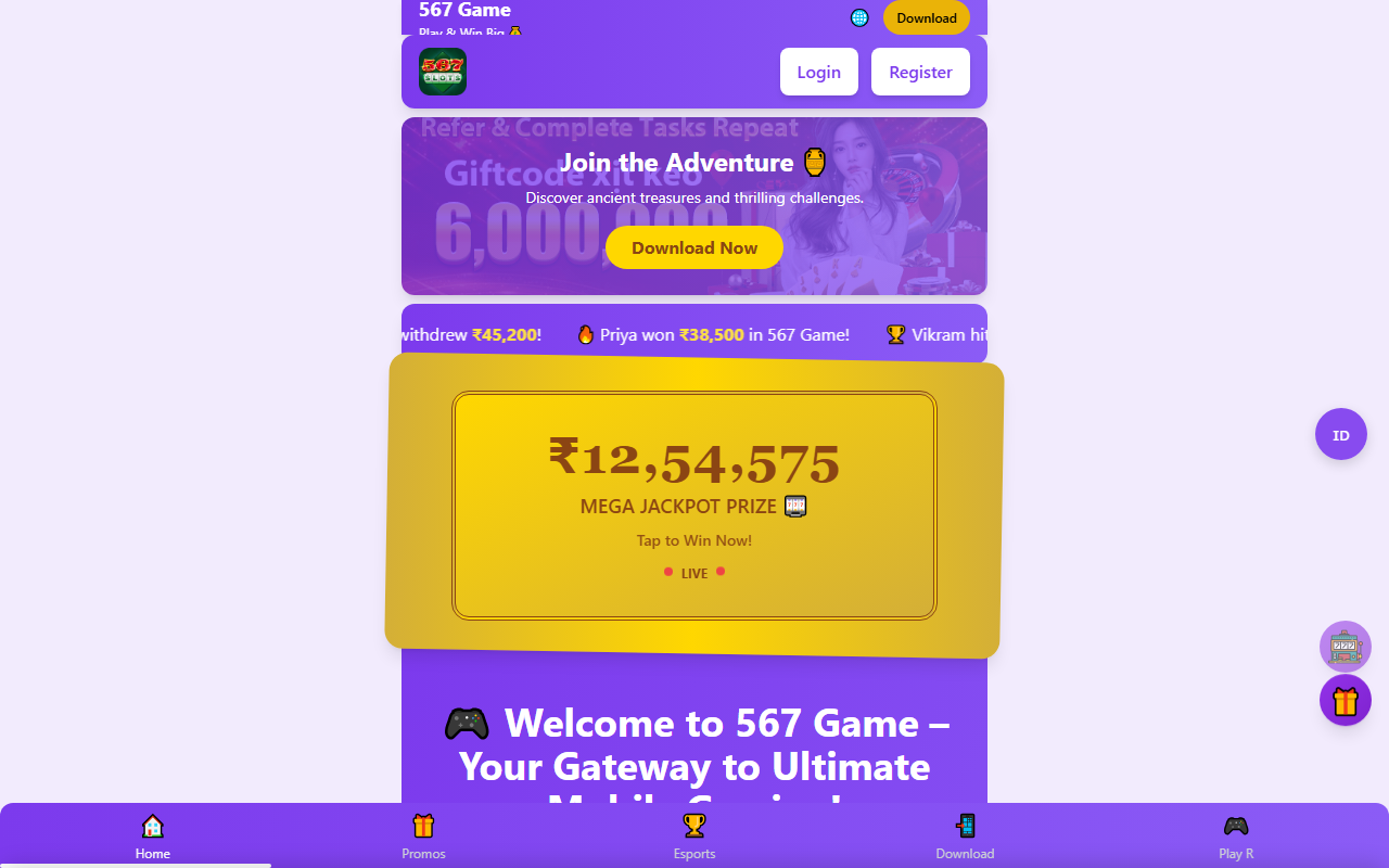 567rgamedownload.com screenshot