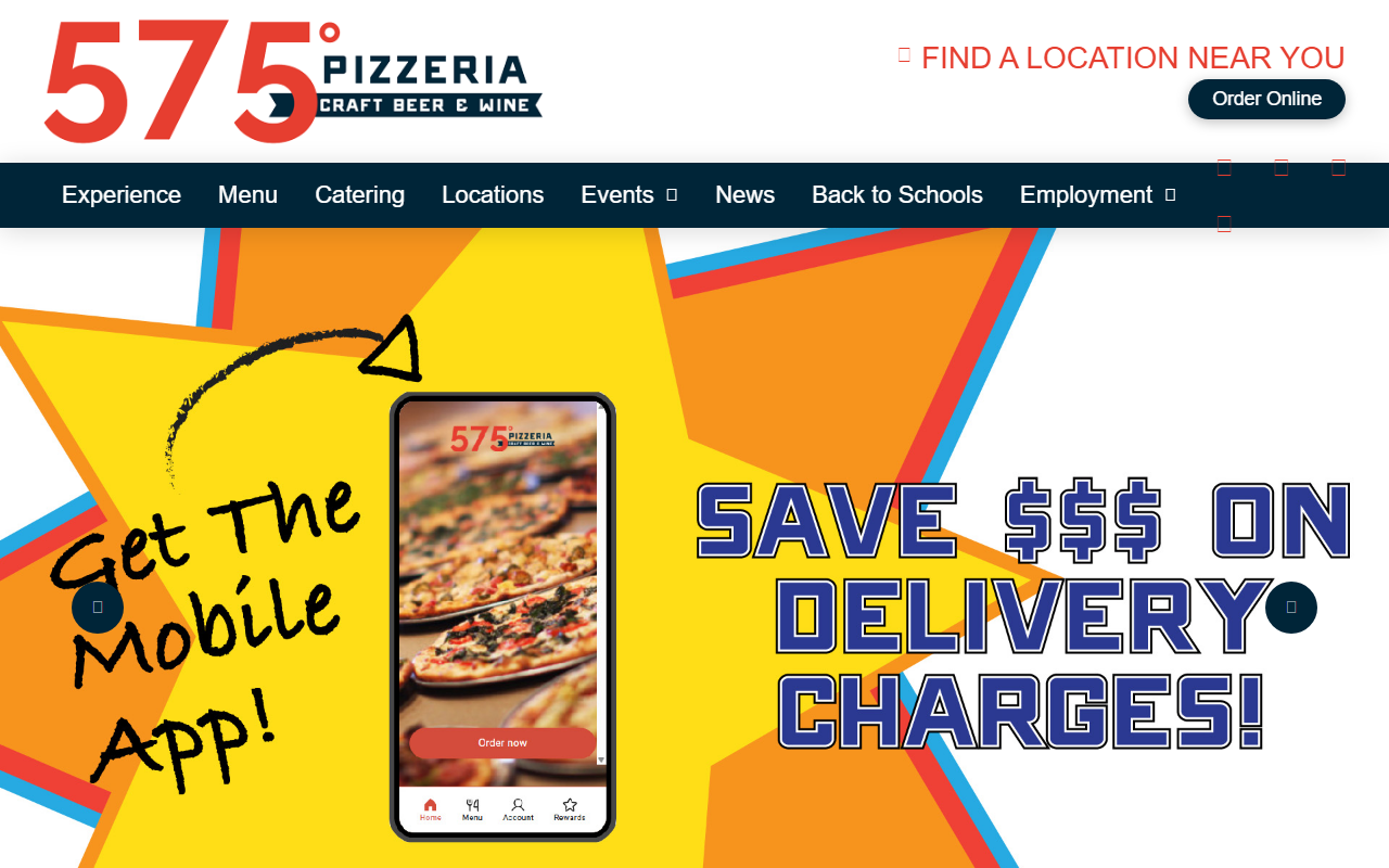 575pizzeria.com screenshot