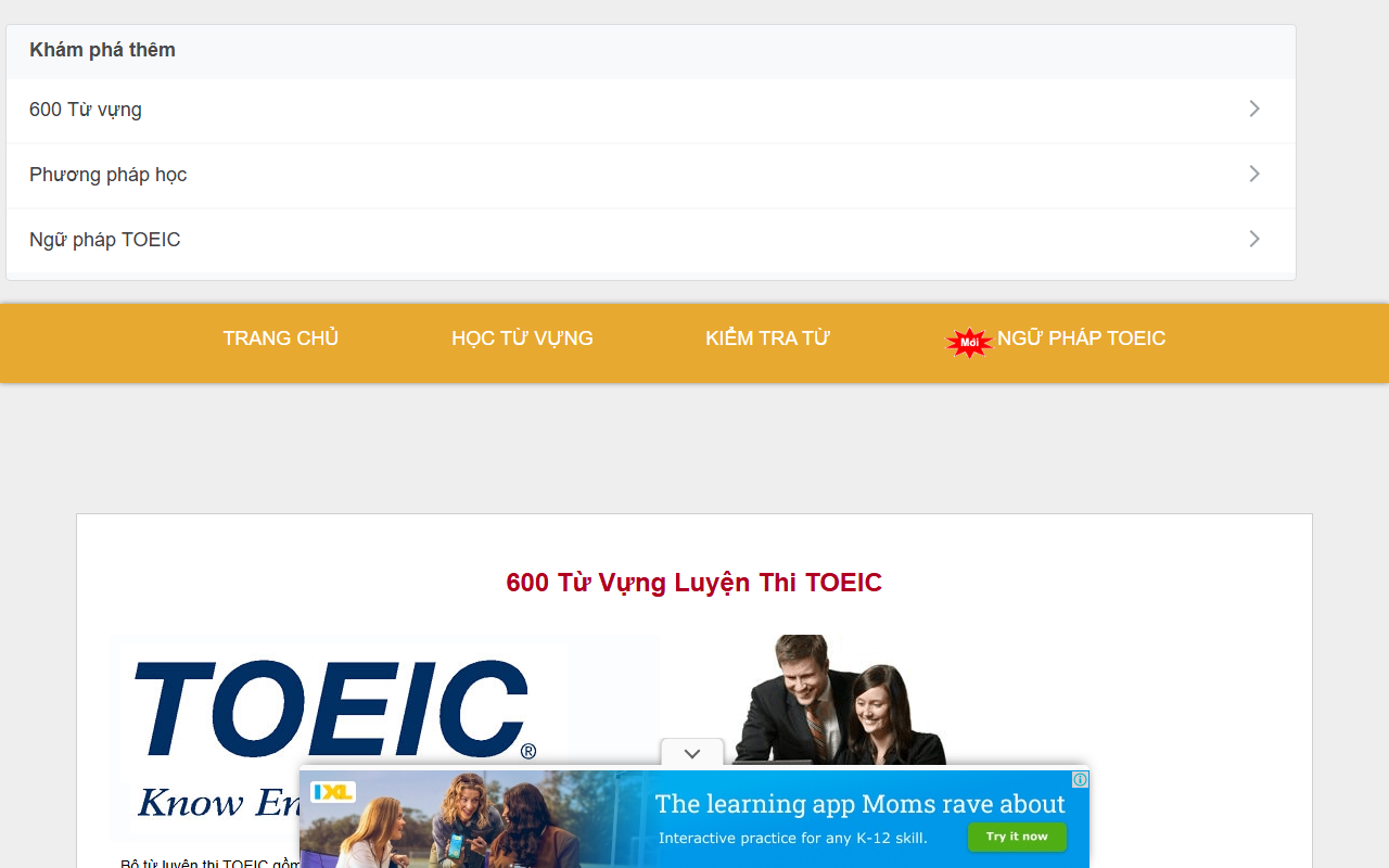 600tuvungtoeic.com screenshot