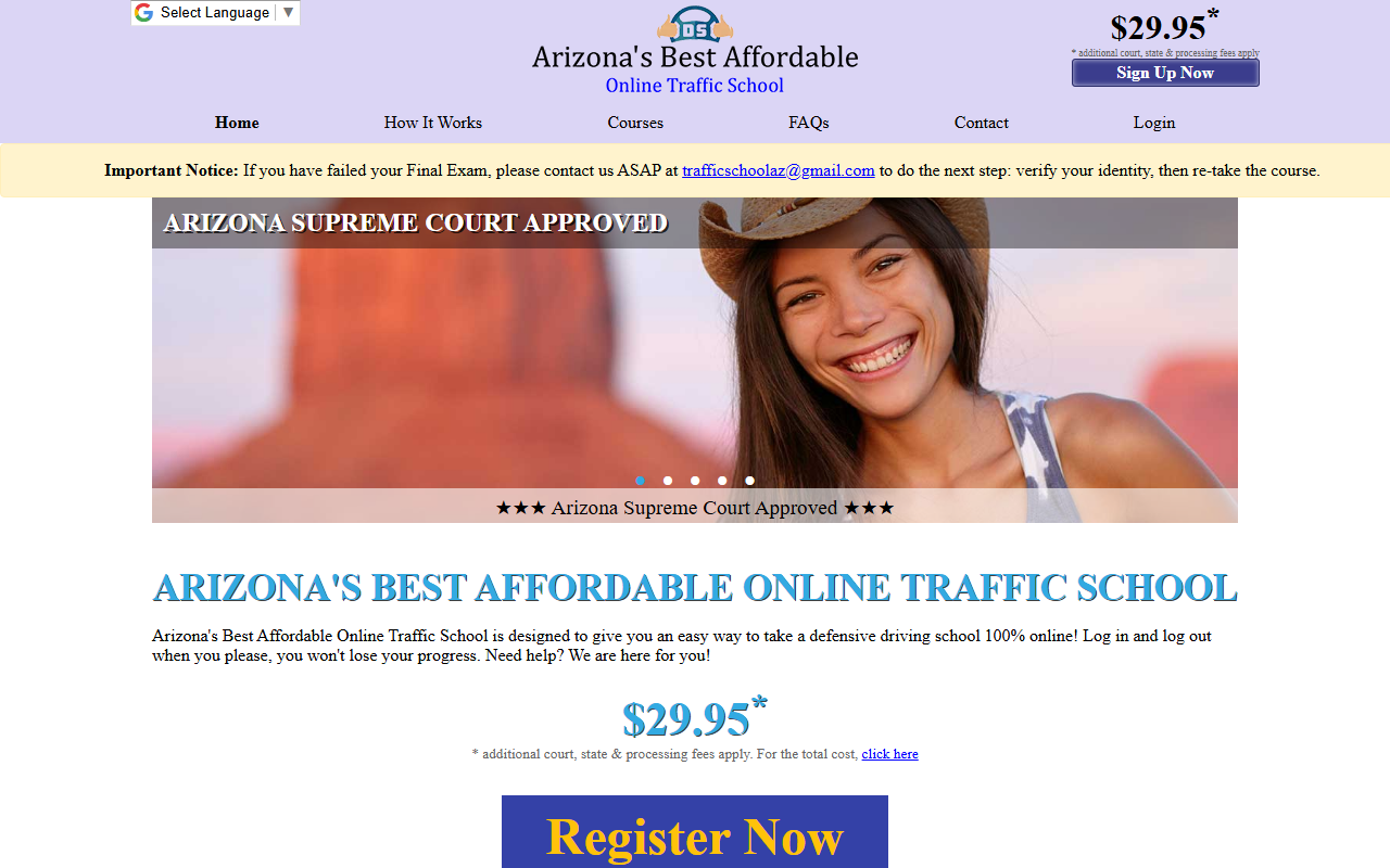 602trafficschool.com screenshot