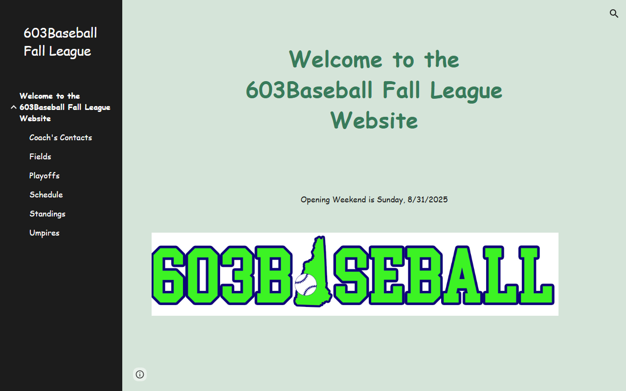 603baseball.com screenshot