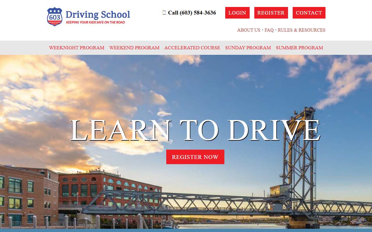603drivingschool.com screenshot