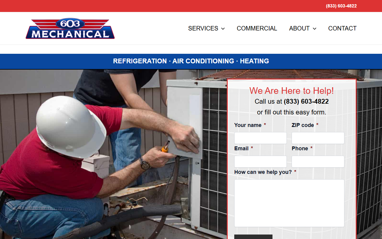 603mechanical.com screenshot