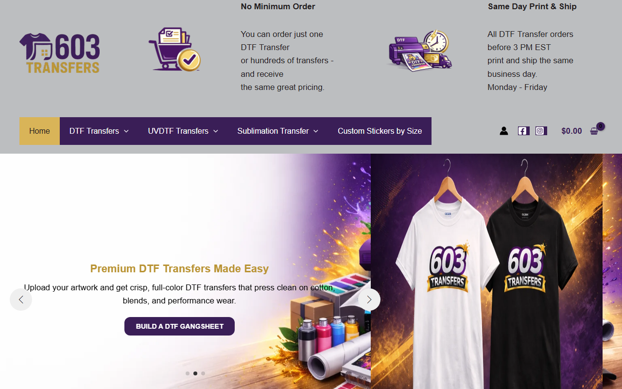 603transfers.com screenshot