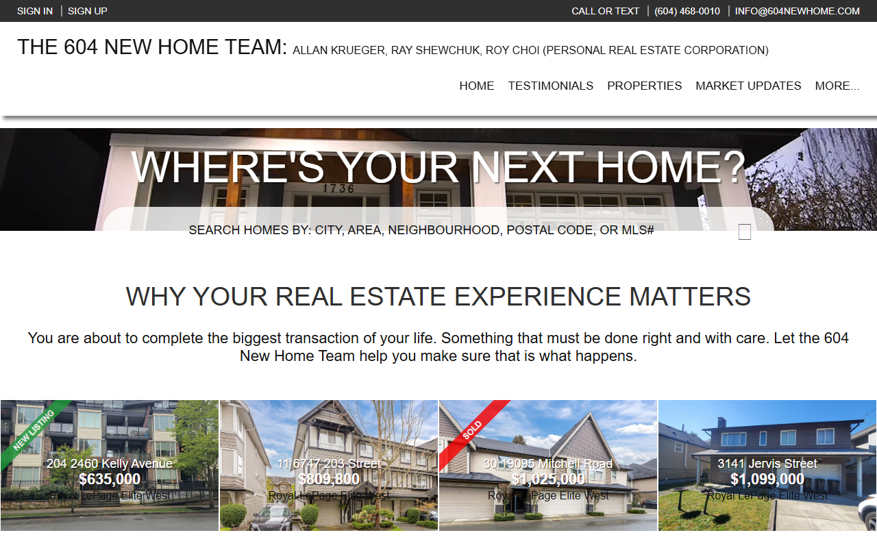 604-new-home.com screenshot