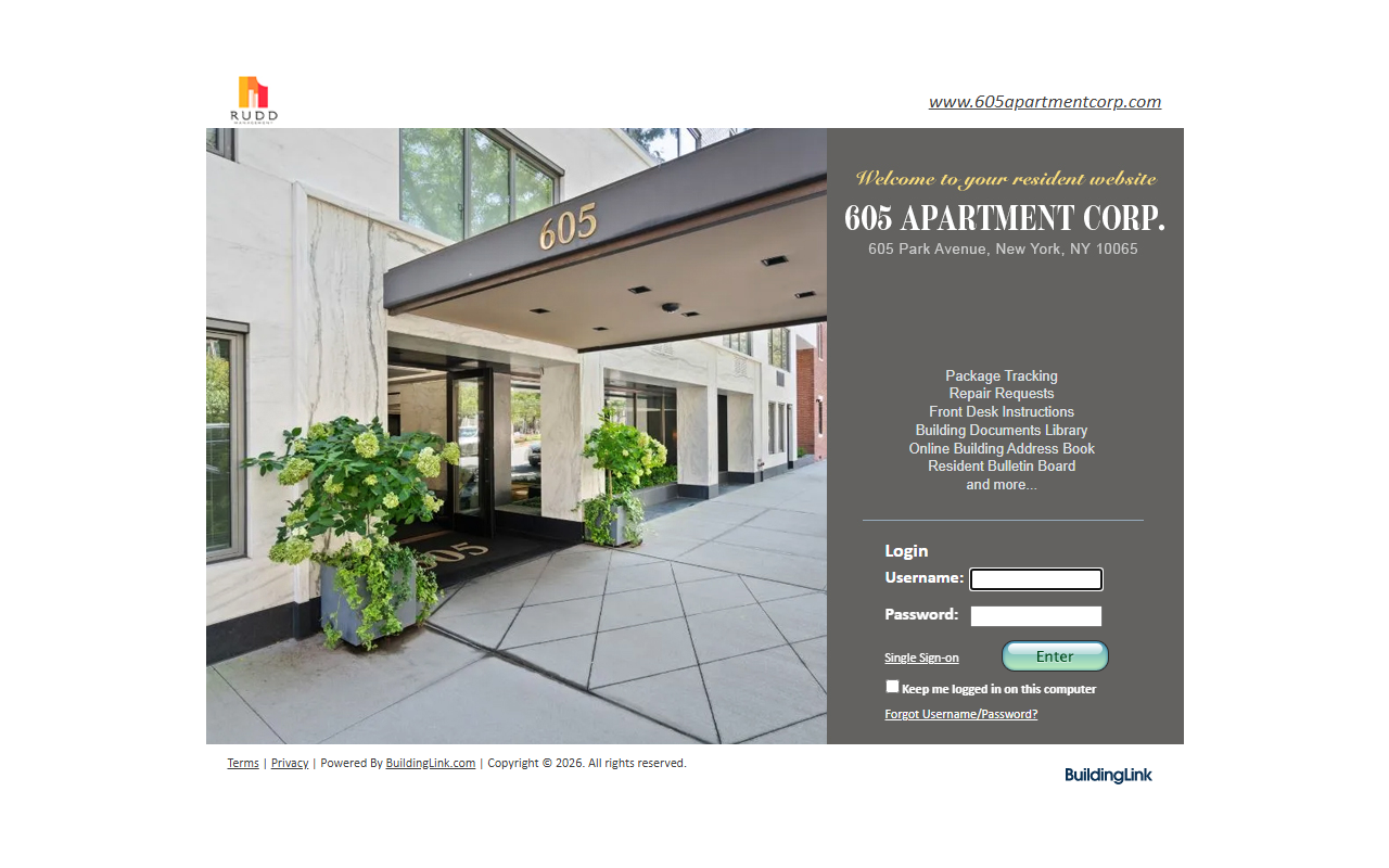 605apartmentcorp.com screenshot