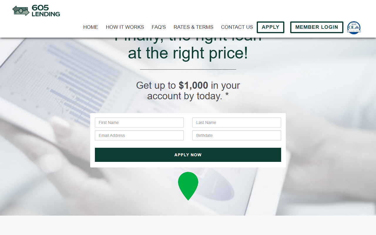 605lending.com screenshot