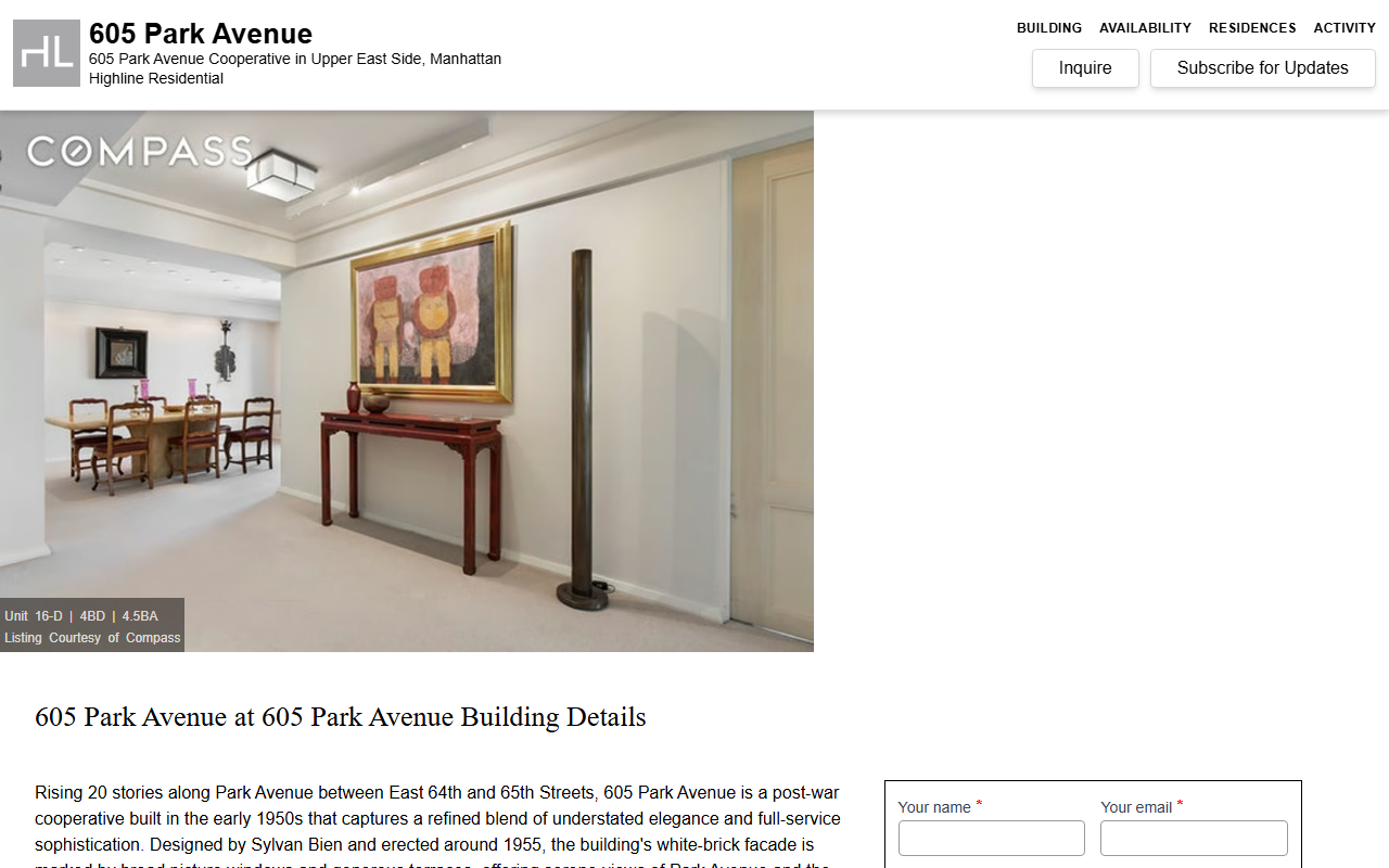 605parkavenue.com screenshot
