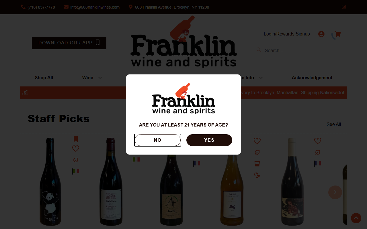 608franklinwines.com screenshot
