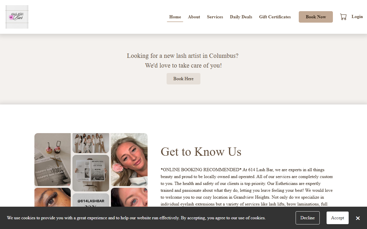 614lashbar.com screenshot
