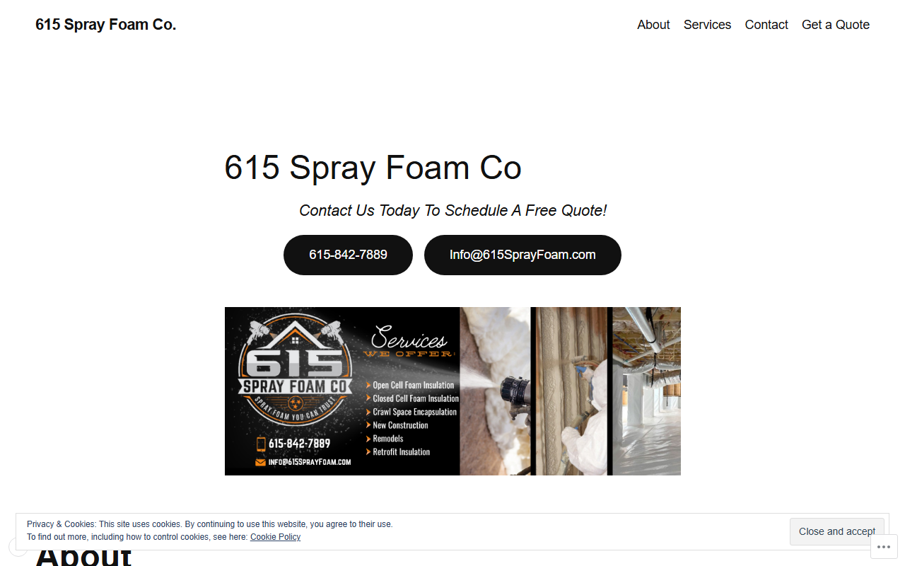615sprayfoam.com screenshot