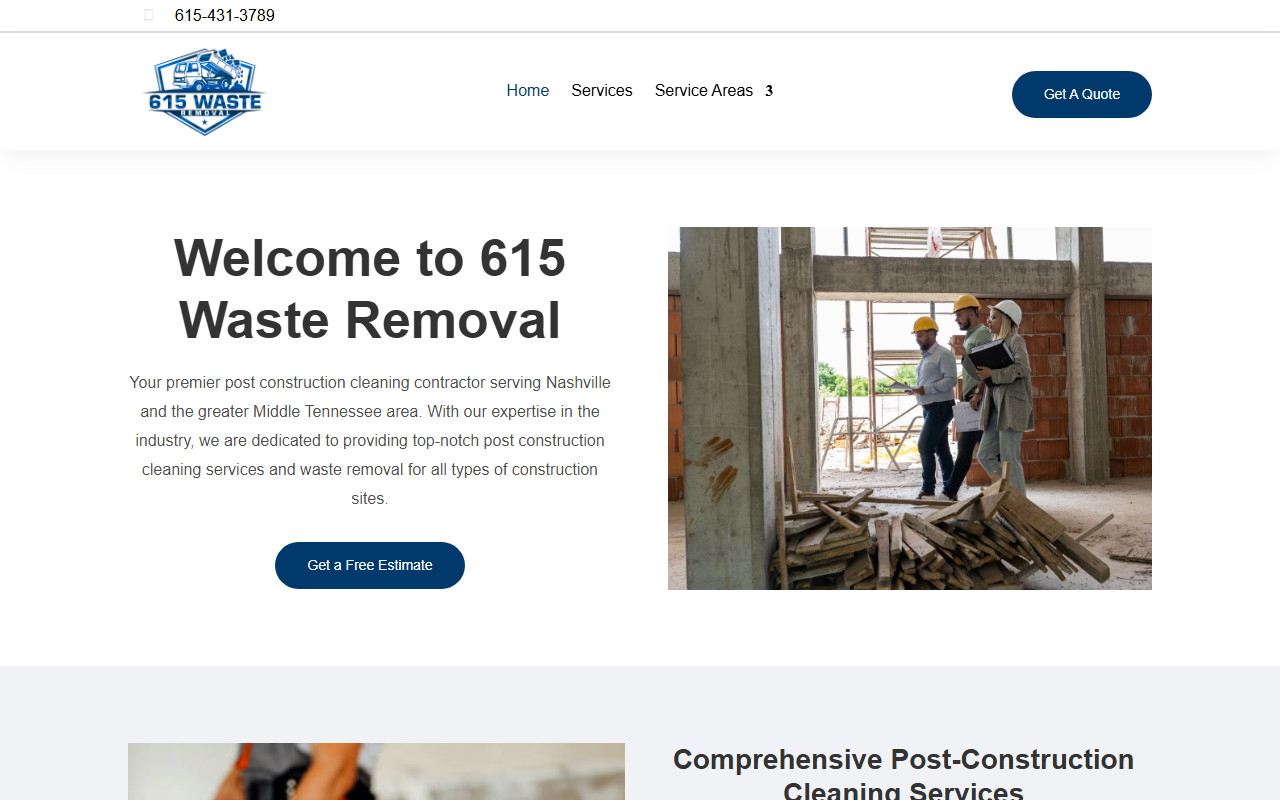 615wasteremoval.com screenshot