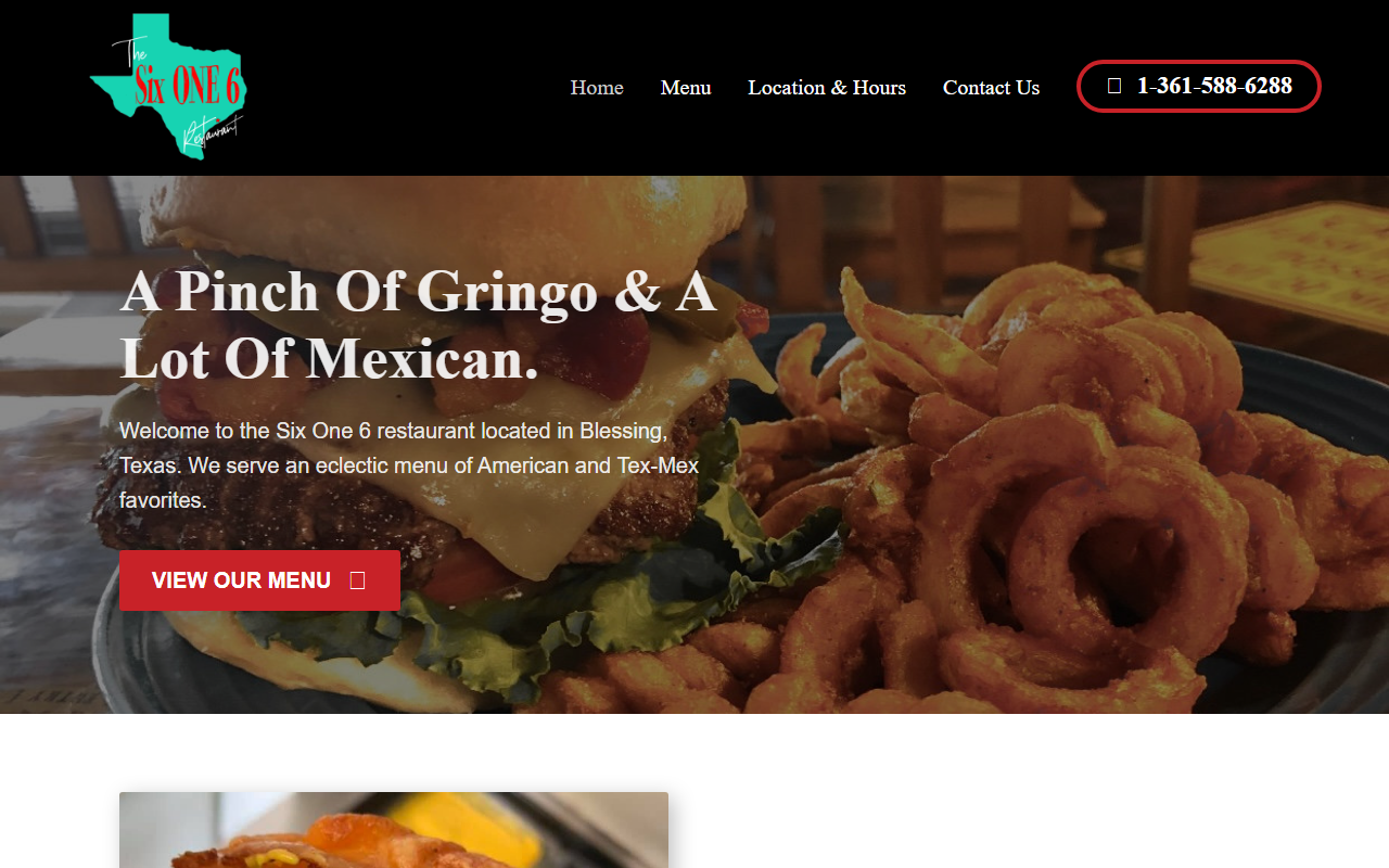 616restaurant.com screenshot