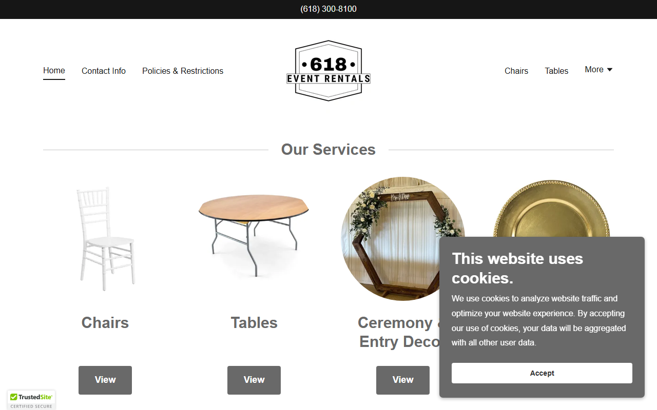 618eventrentals.com screenshot