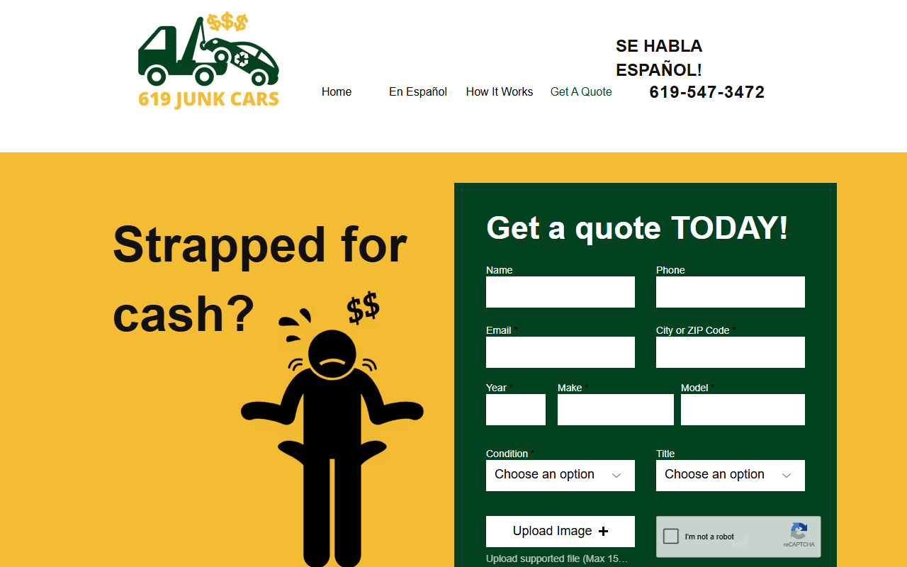 619junkcars.com screenshot