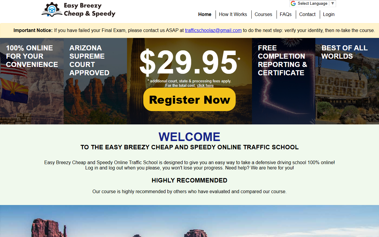 623trafficschool.com screenshot