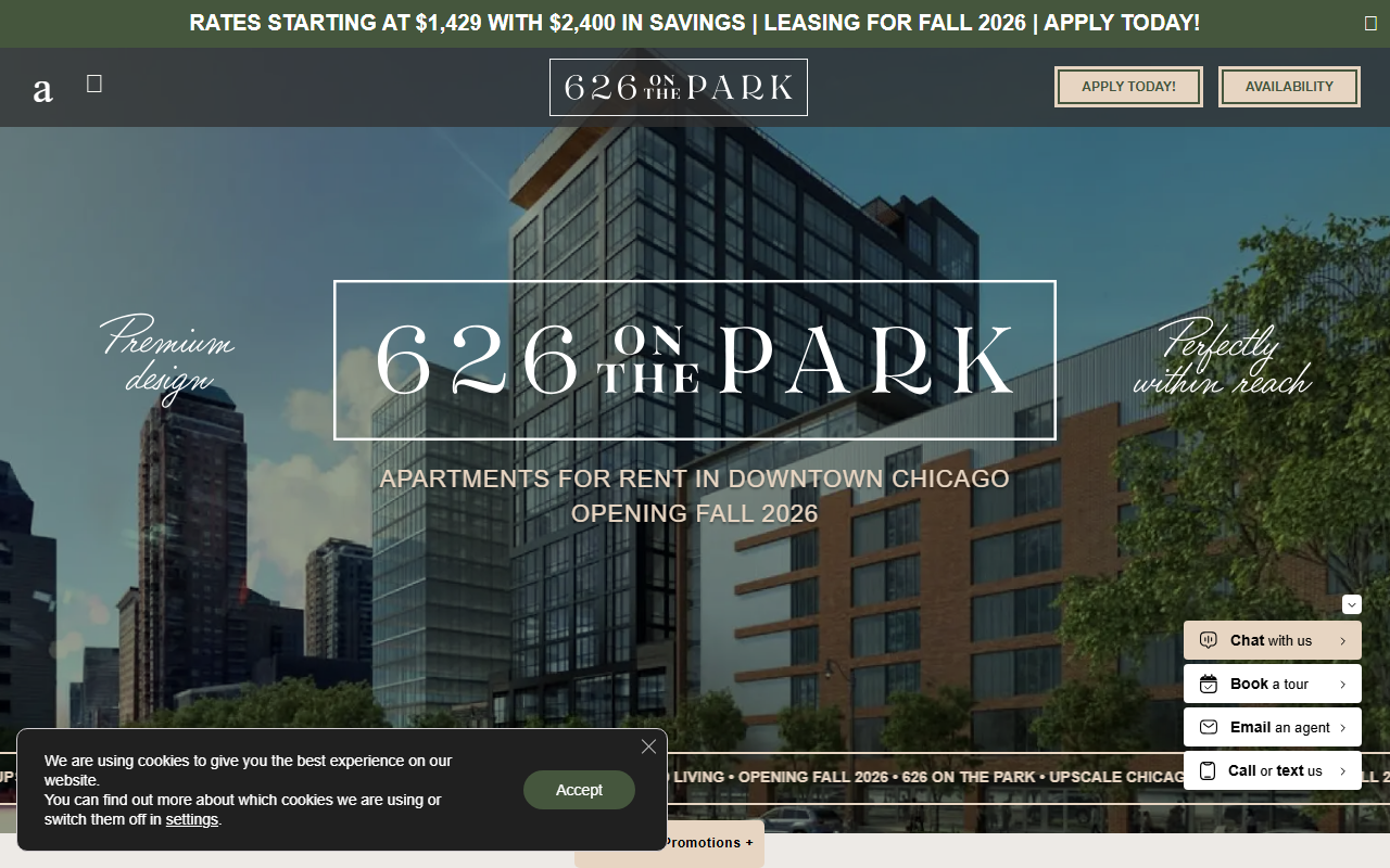 626onthepark.com screenshot