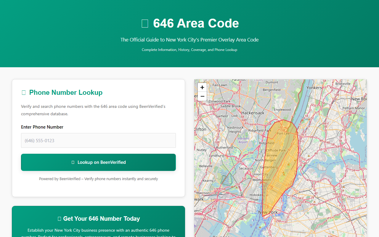 646areacode.com screenshot