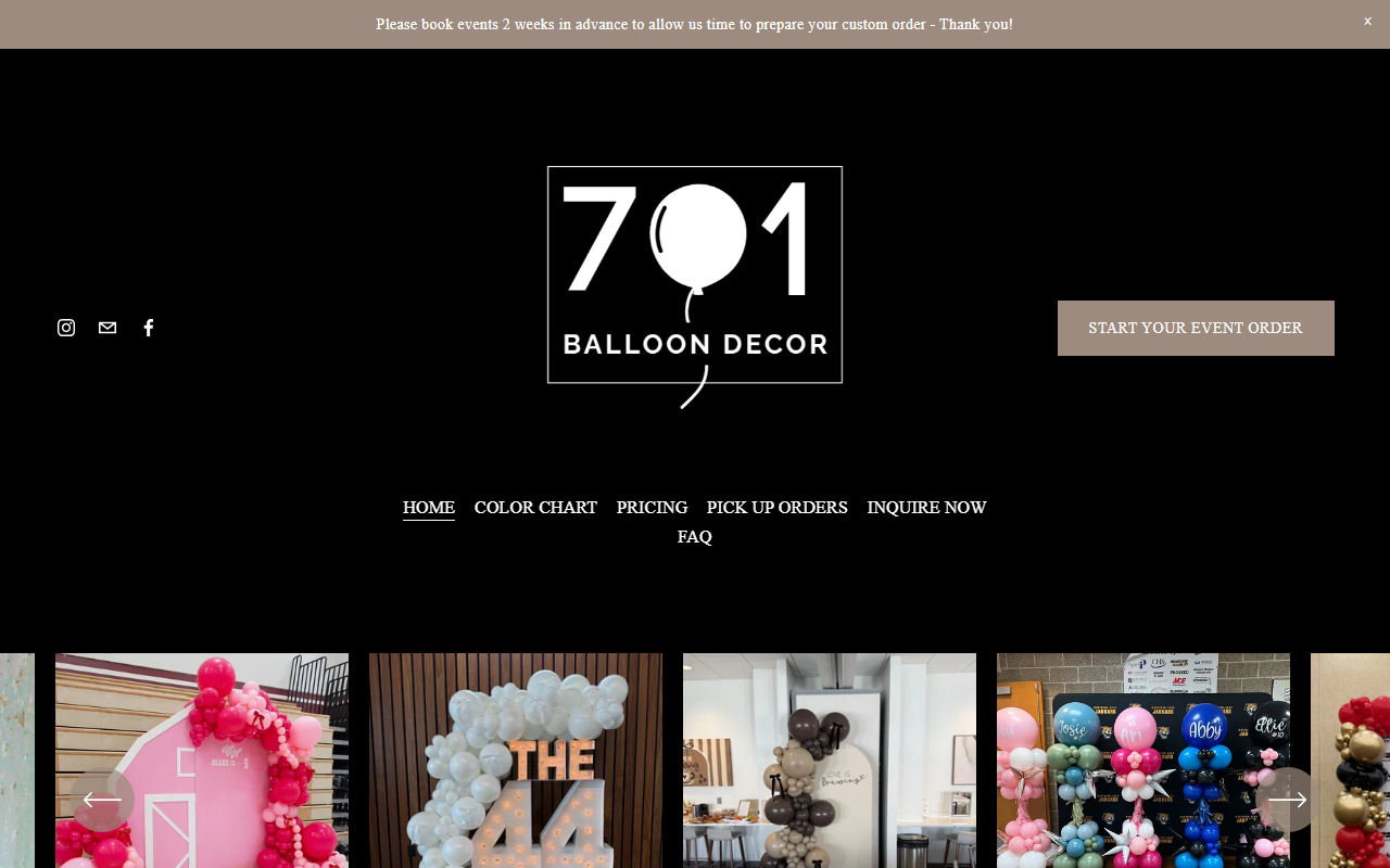 701balloondecor.com screenshot