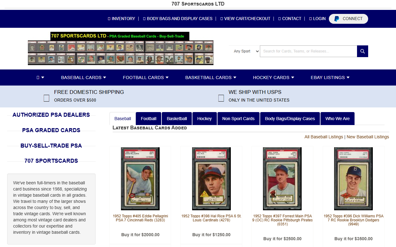 707sportscards.com screenshot