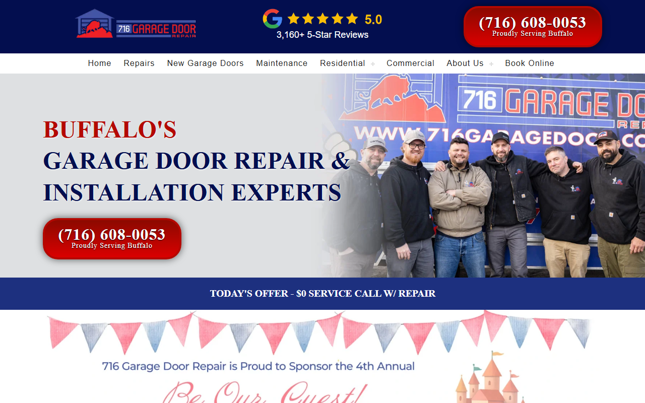716garagedoor.com screenshot