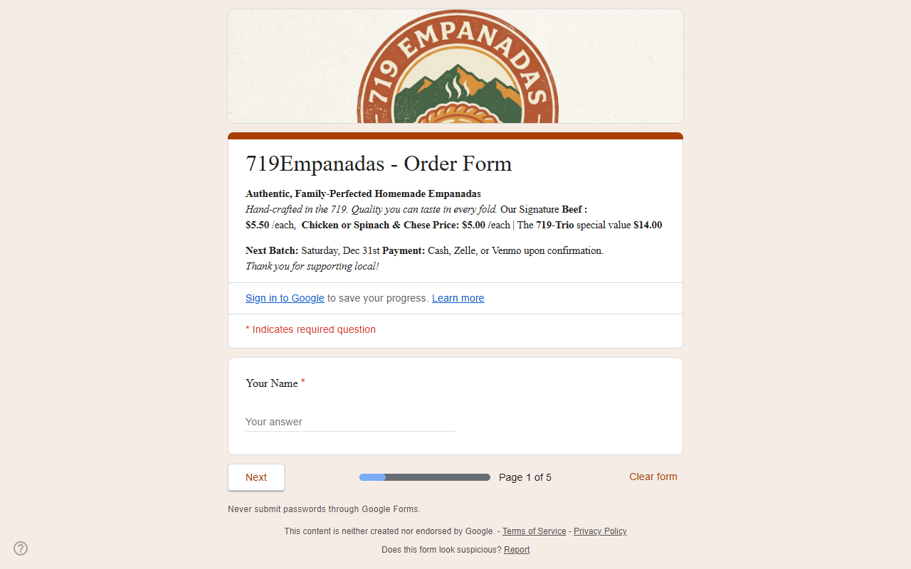 719empanadas.com screenshot