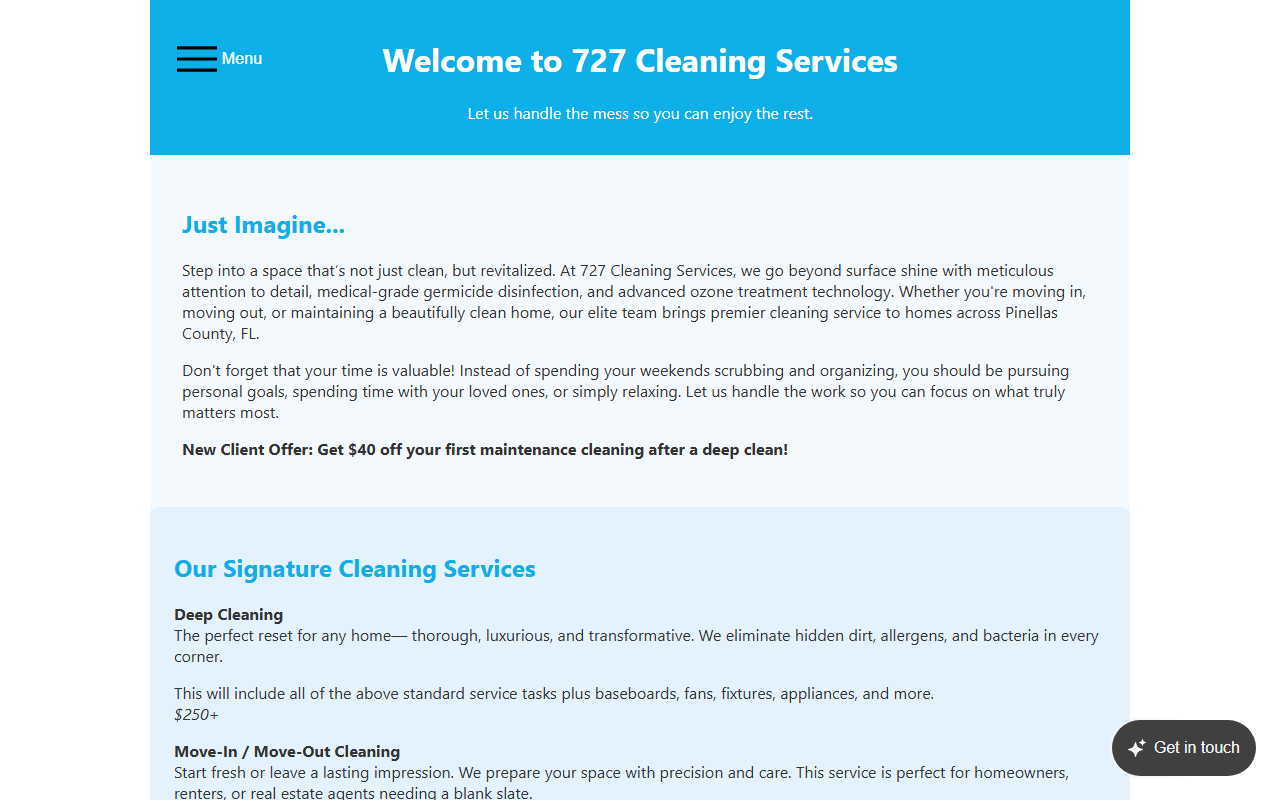 727cleaning.com screenshot