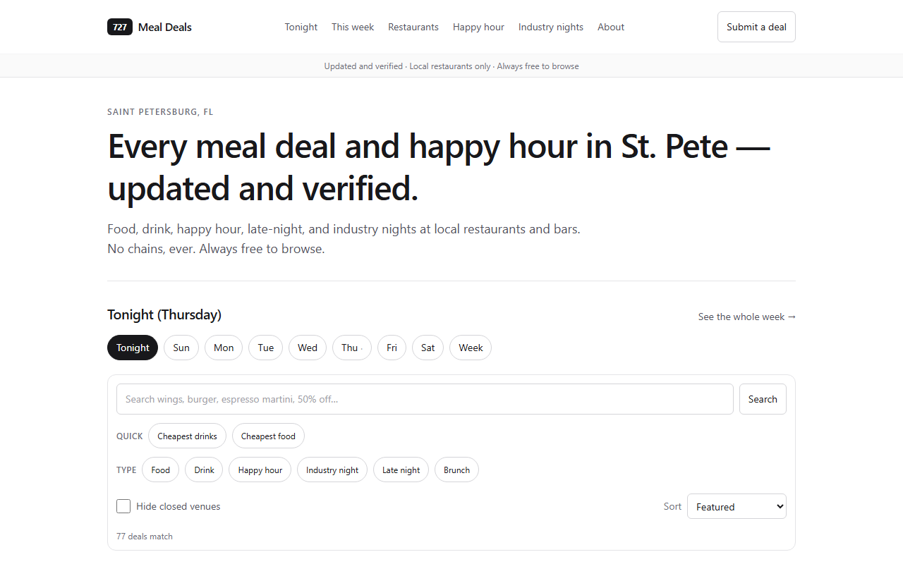 727mealdeals.com screenshot