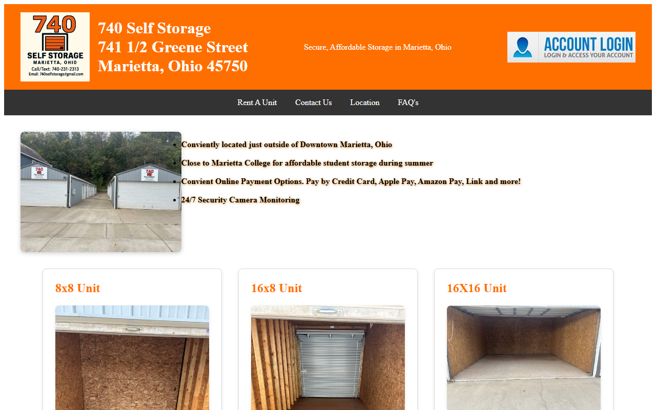740selfstorage.com screenshot