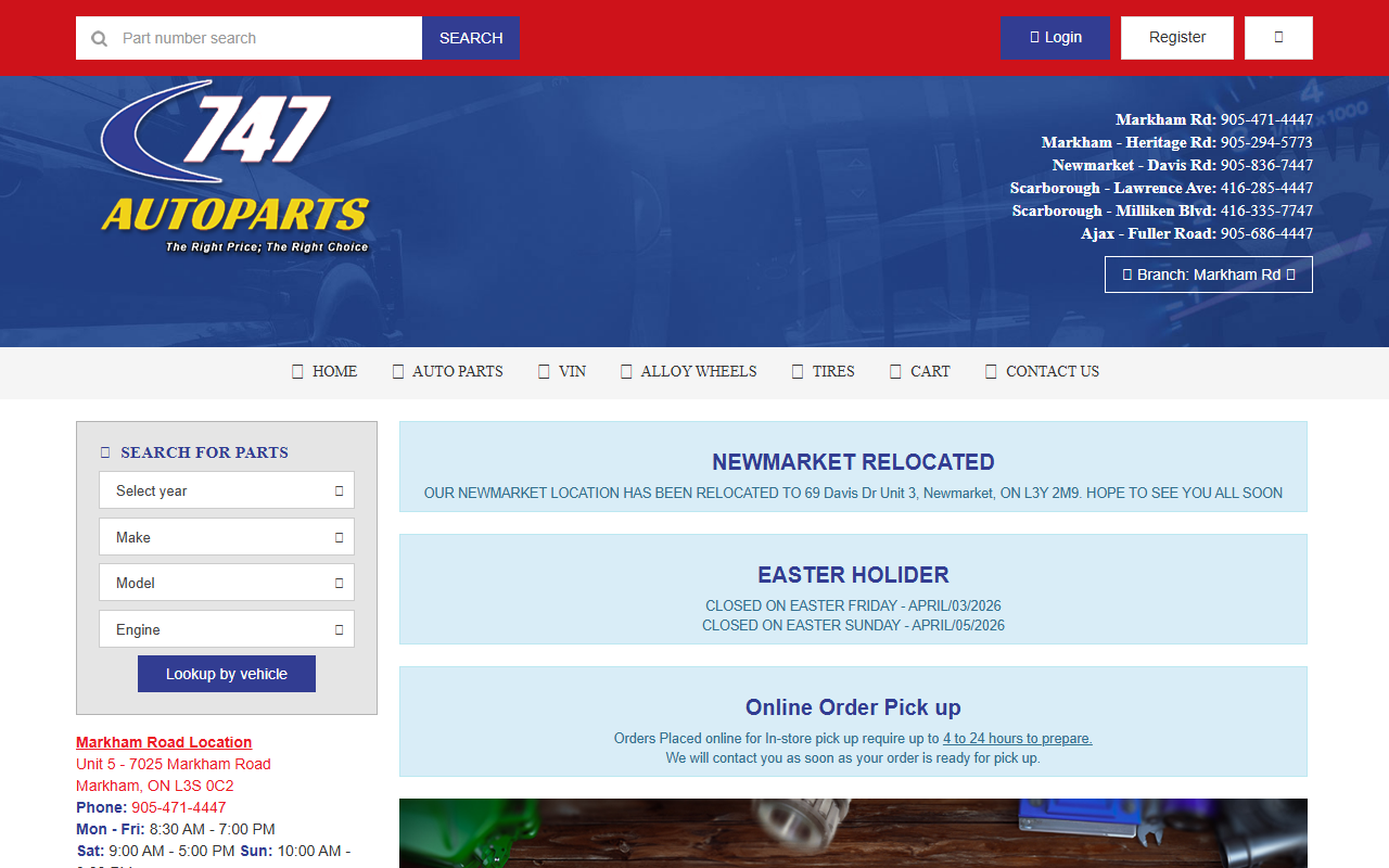 747autoparts.com screenshot