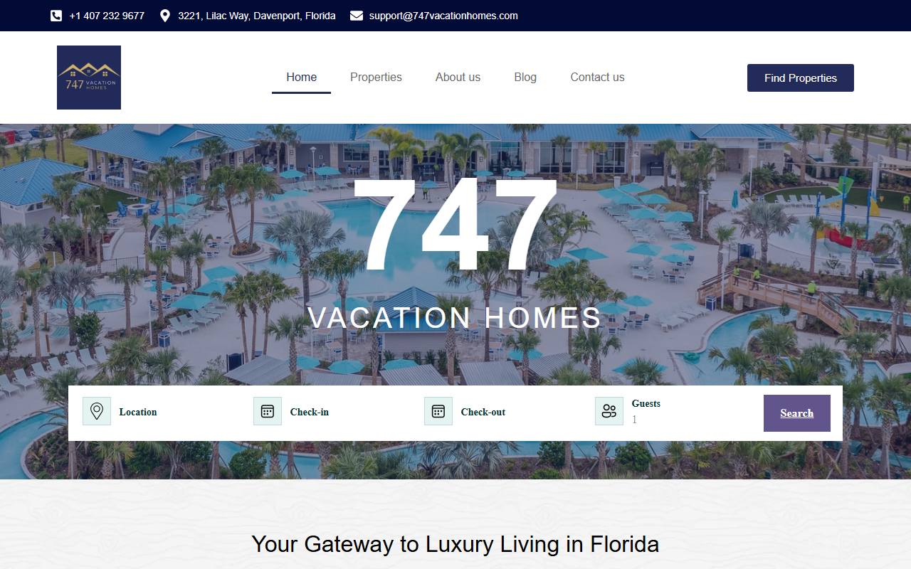 747vacationhomes.com screenshot